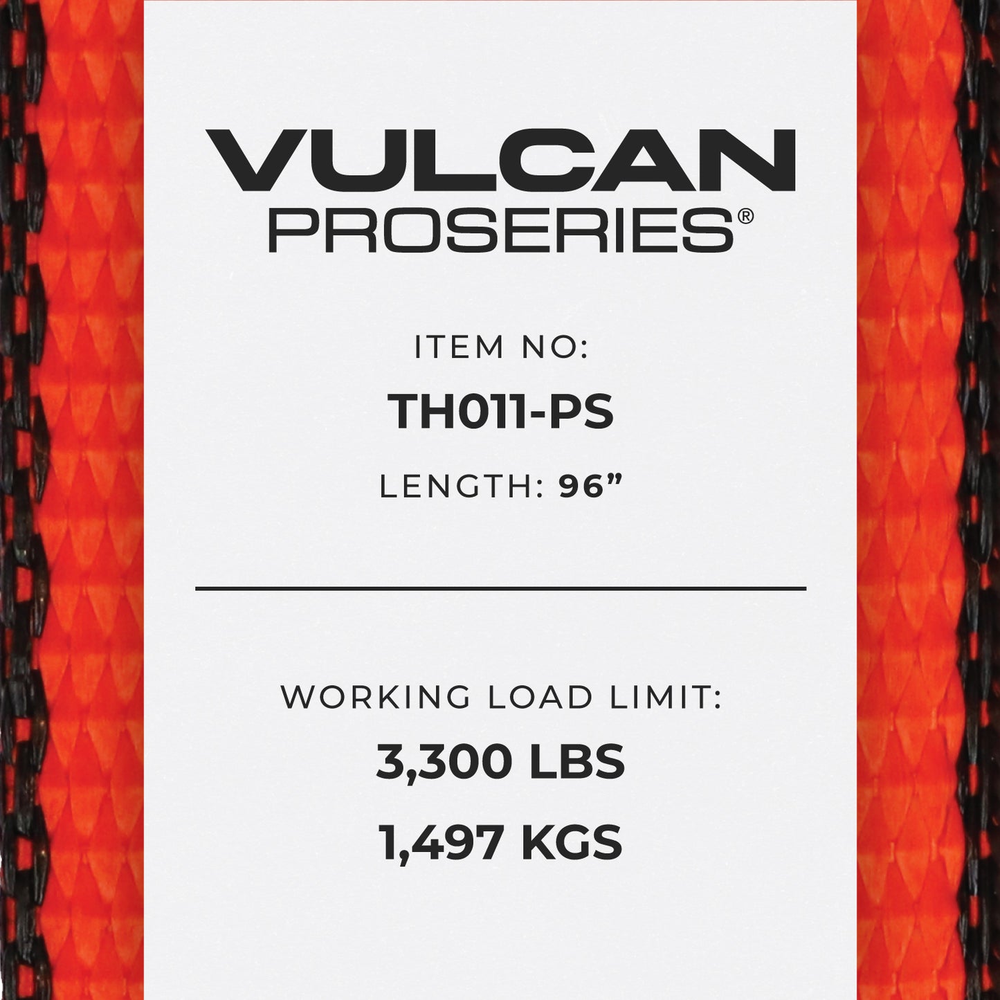 VULCAN Wheel Dolly Tire Harness with Universal O-Ring - 2 Inch x 96 Inch - 4 Pack - PROSeries - 3,300 Pound Safe Working Load - Straps Only - Ratchets Sold Separately