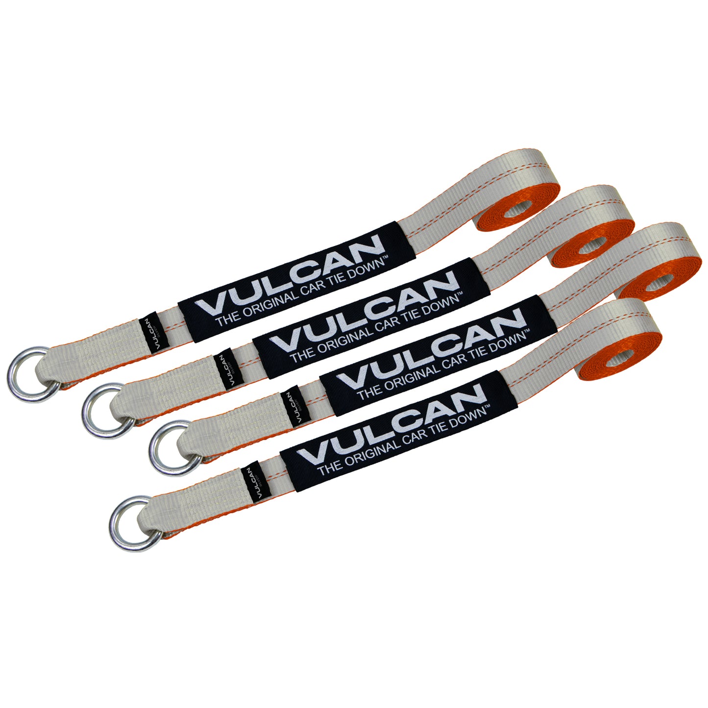 VULCAN Wheel Dolly Tire Harness with Universal O-Ring - Lasso Style - 2 Inch x 96 Inch - 4 Pack - Silver Series - 3,300 Pound Safe Working Load- Straps Only - Ratchets Sold Separately