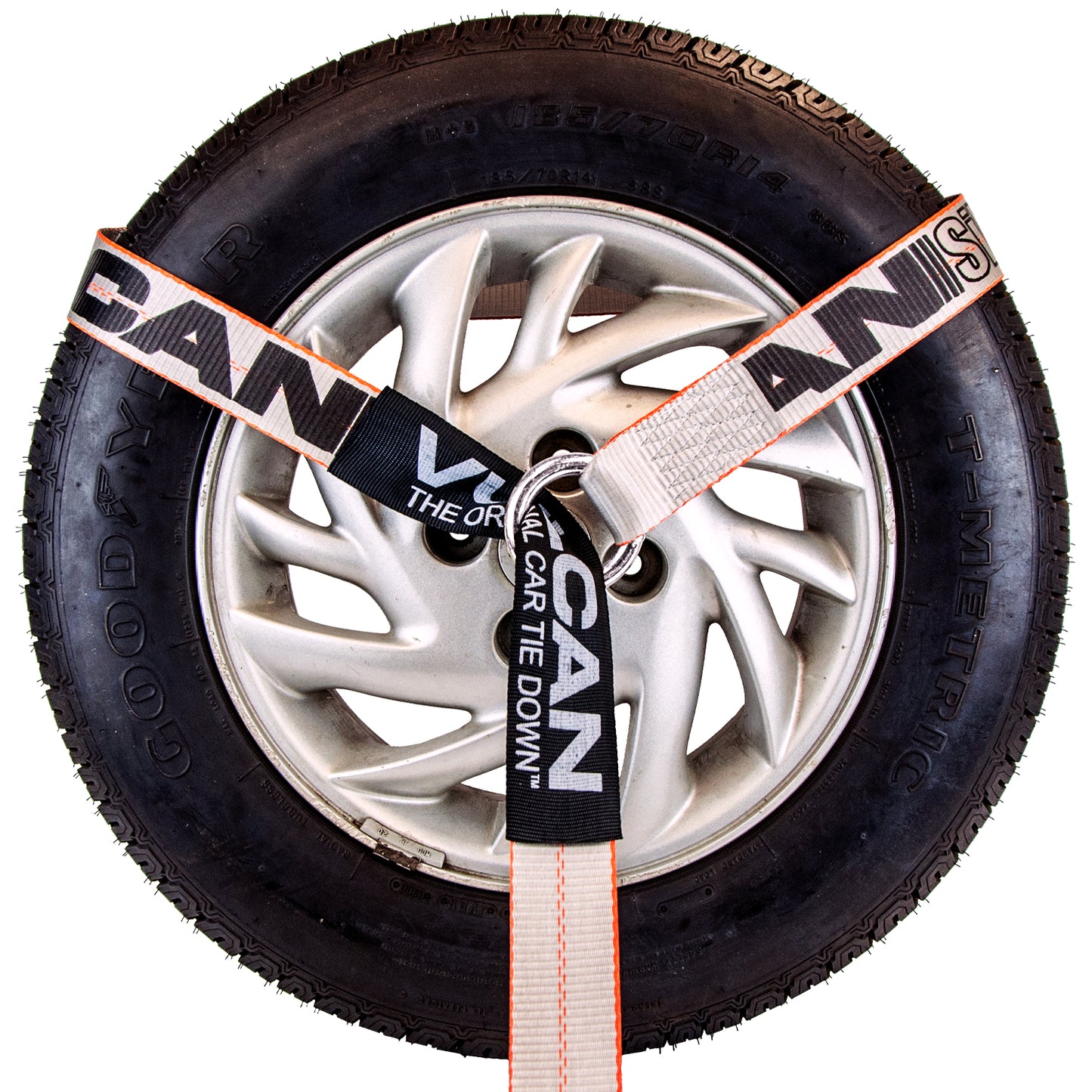 VULCAN Wheel Dolly Tire Harness with Universal O-Ring - Lasso Style - 2 Inch x 96 Inch - 4 Pack - Silver Series - 3,300 Pound Safe Working Load- Straps Only - Ratchets Sold Separately