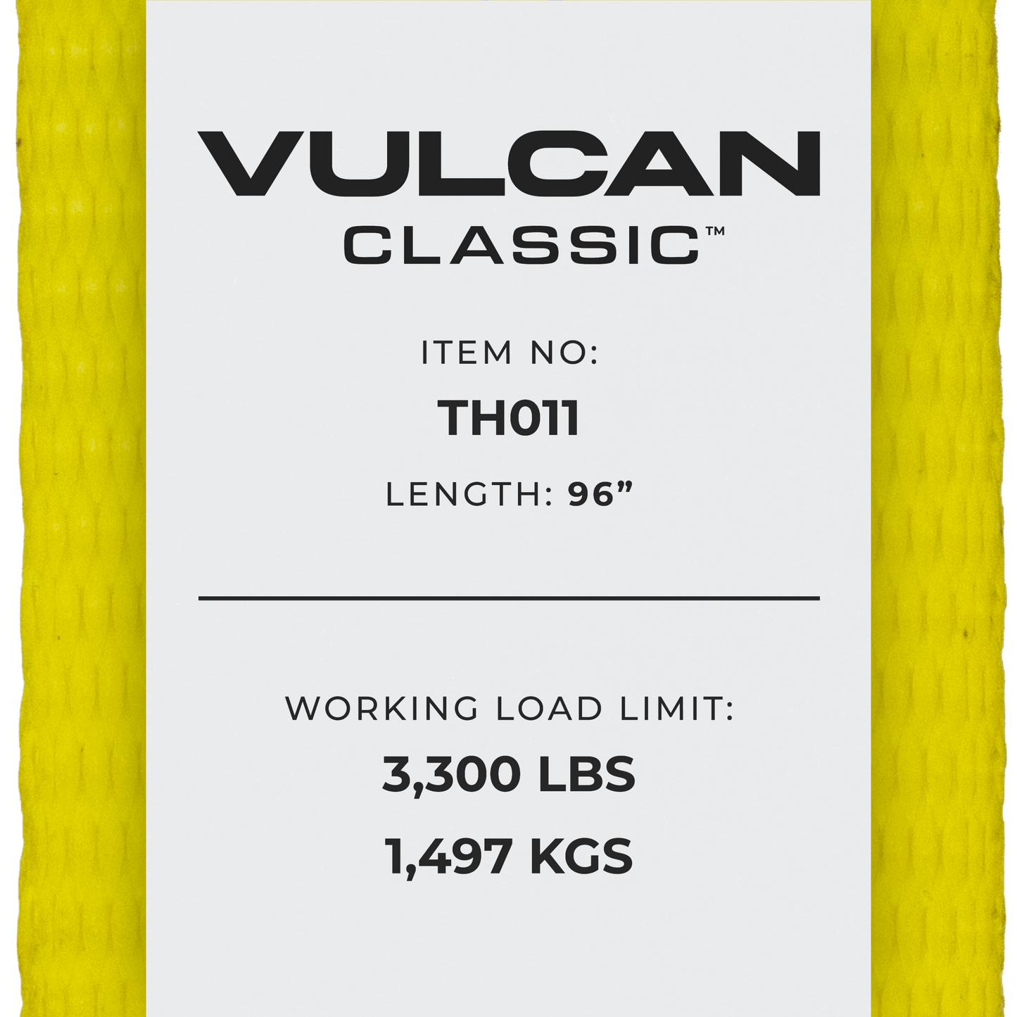 VULCAN Wheel Dolly Tire Harness with Universal O-Ring - Lasso Style - 96 Inch - Classic Yellow - 2 Pack - 3,300 Pound Safe Working Load