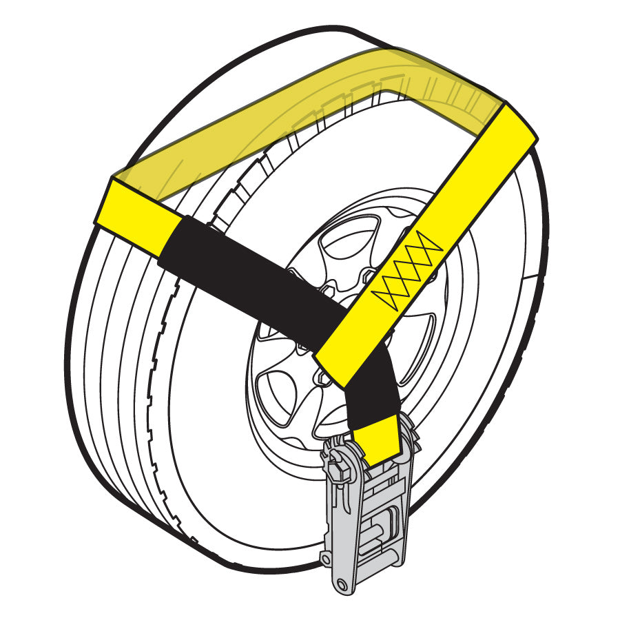 VULCAN Wheel Dolly Tire Harness - 96 Inch - Eye Loop - Silver Series - 3,300 Pound Safe Working Load