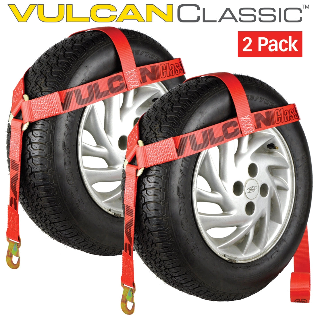 VULCAN Wheel Lift Harnesses with Snap Hooks - Bonnet Style - 2 Pack - Classic Red - 1,600 Pound Safe Working Load