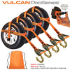 VULCAN Car Tie Down with Adjustable Loop and Chain Tail - Basket Style - 4 Pack - PROSeries - 3,300 Pound Safe Working Load