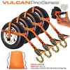 VULCAN Car Tie Down with Adjustable Loop and Chain Tail - Basket Style - 4 Pack - PROSeries - 3,300 Pound Safe Working Load