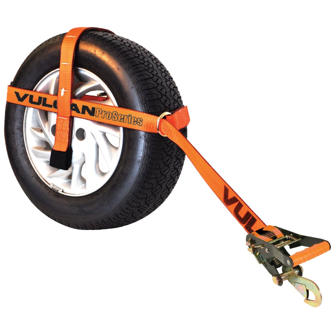 VULCAN Car Tie Down with Adjustable Loop - Chain Ratchet - 3,300 Pound Safe Working Load