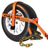 VULCAN Car Tie Down with Adjustable Loop - Chain Ratchet - 3,300 Pound Safe Working Load