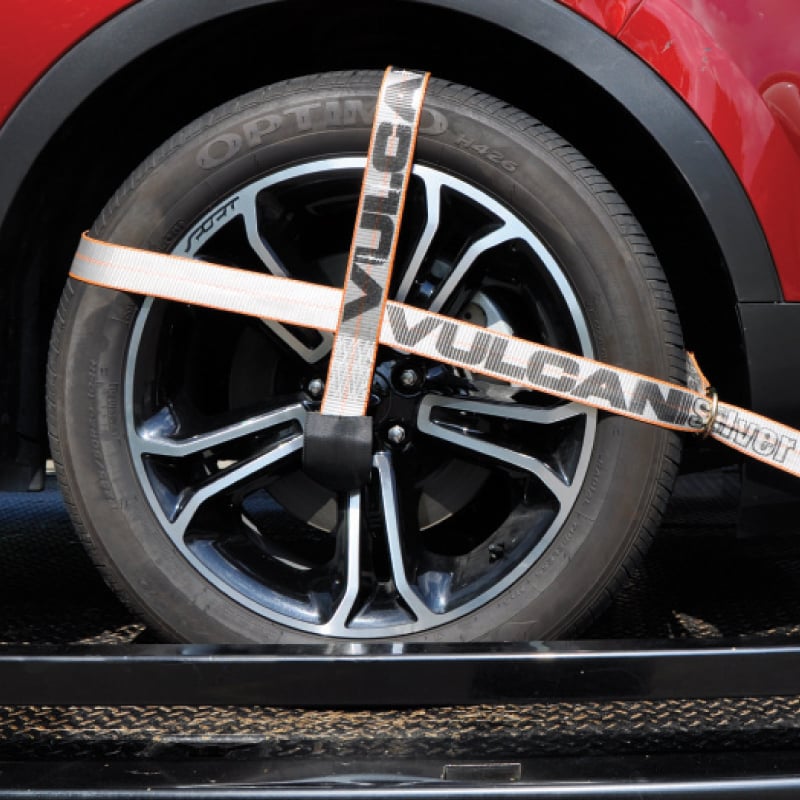 VULCAN Car Tie Down with Adjustable Loop - Chain Ratchet - 3,300 Pound Safe Working Load
