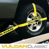 VULCAN Car Tie Down with Adjustable Loop - Chain Ratchet - 4 Pack - Classic Yellow - 3,300 Pound Safe Working Load