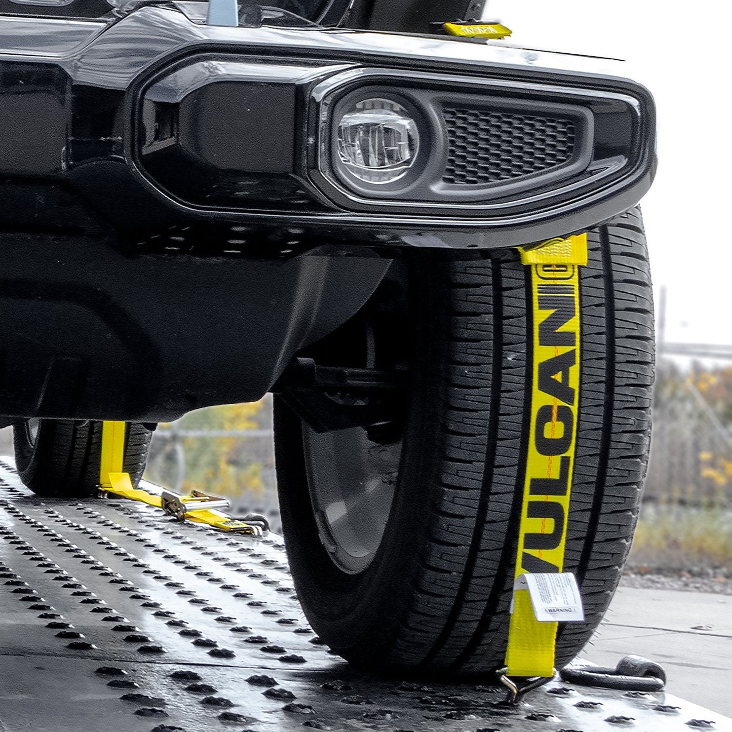 VULCAN Autohauler Car Tie Down with J Hooks - Sliding Idler 3-Cleat - 120 Inch - 10 Pack - Classic Yellow - 1,600 Pound Safe Working Load