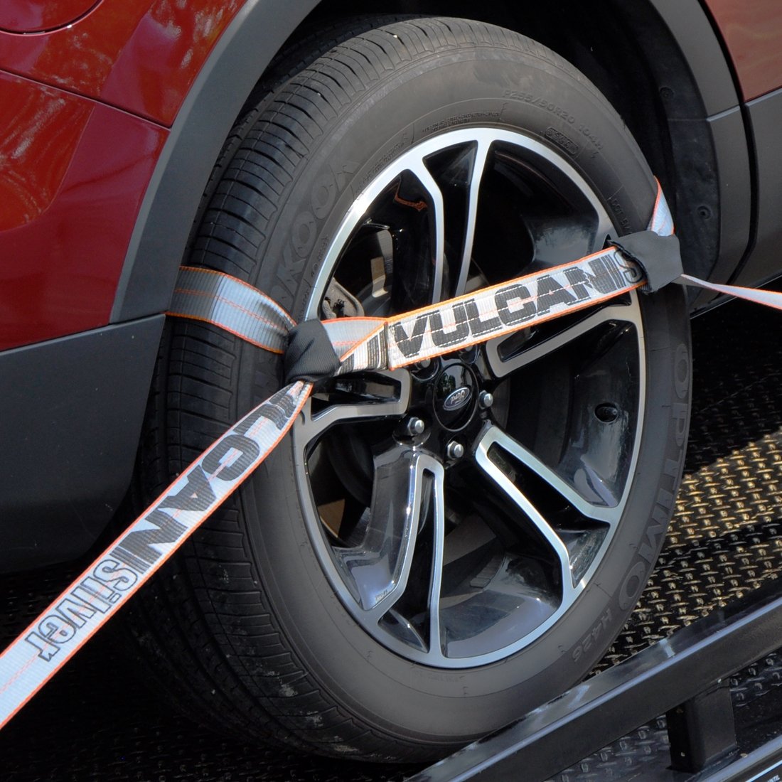 VULCAN 8-Point Roll Back Vehicle Tie Down Kit with Snap Hook on Strap Ends and Chain Tail on Ratchet Ends - Set of 4 - Silver Series