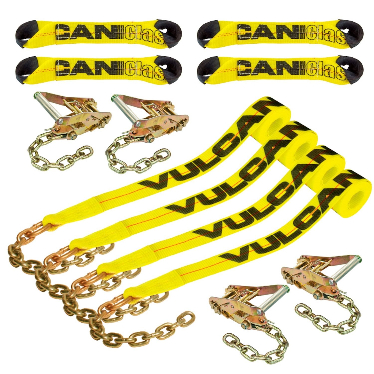 VULCAN 8-Point Roll Back Vehicle Tie Down Kit with Chain Tails on