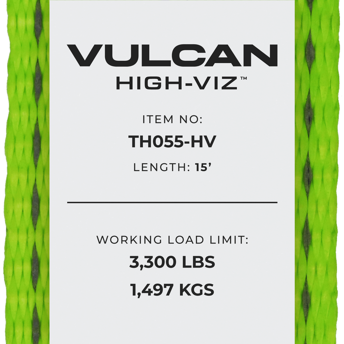 VULCAN 8-Point Vehicle Tie Down Kit with Snap Hook on Strap Ends and Chain Tail on Ratchet Ends - Set of 4 - Reflective High-Viz