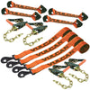 VULCAN 8-Point Roll Back Vehicle Tie Down Kit with Snap Hook On Strap Ends and Chain Tail On Ratchet Ends