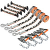 VULCAN 8-Point Roll Back Vehicle Tie Down Kit with Snap Hook On Strap Ends and Chain Tail On Ratchet Ends