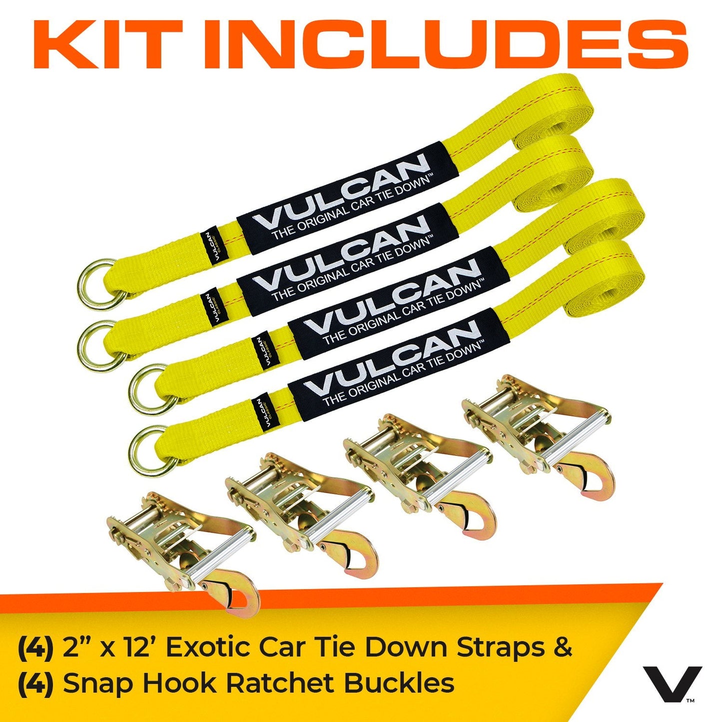 VULCAN Exotic Car Rim Tie Down Set