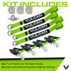 VULCAN Exotic Car Rim Tie Down Set with Flush Mount Pan Fittings - 2 Inch x 144 Inch - 4 Straps - High-Viz - 3,300 Pound Safe Working Load
