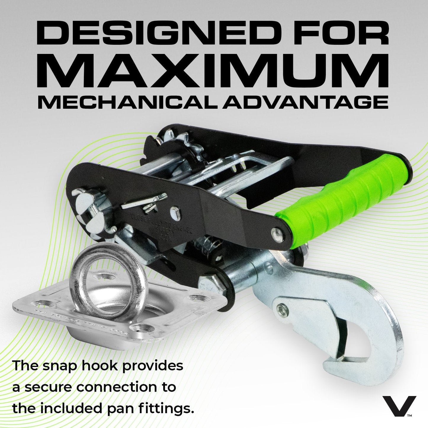 VULCAN Exotic Car Rim Tie Down Set with Flush Mount Pan Fittings - 2 Inch x 144 Inch - 4 Straps - High-Viz - 3,300 Pound Safe Working Load