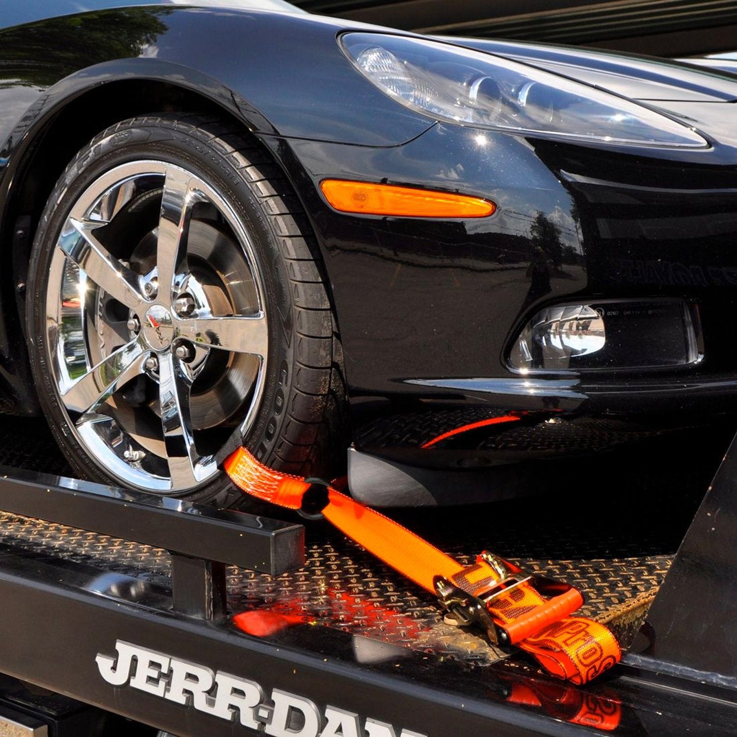 VULCAN Exotic Car Rim Tie Down Set with Flush Mount Pan Fittings - 2 Inch x 144 Inch - 4 Straps - PROSeries - 3,300 Pound Safe Working Load
