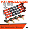 VULCAN Exotic Car Rim Tie Down Set with Flush Mount Pan Fittings - 2 Inch x 144 Inch - 4 Straps - PROSeries - 3,300 Pound Safe Working Load