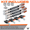VULCAN Exotic Car Rim Tie Down Set with Flush Mount Pan Fittings - 2 Inch x 144 Inch - 4 Straps - Silver Series - 3,300 Pound Safe Working Load