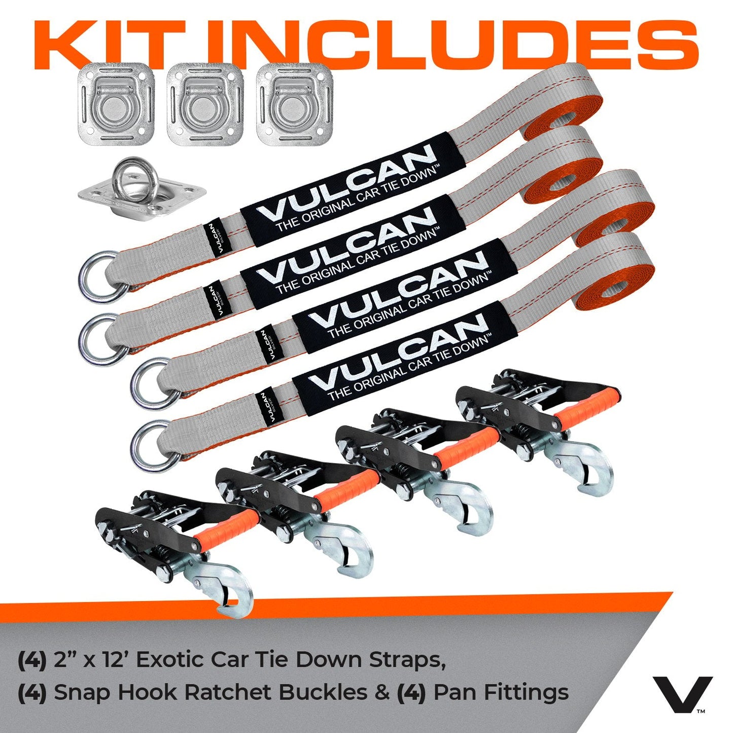 VULCAN Exotic Car Rim Tie Down Set