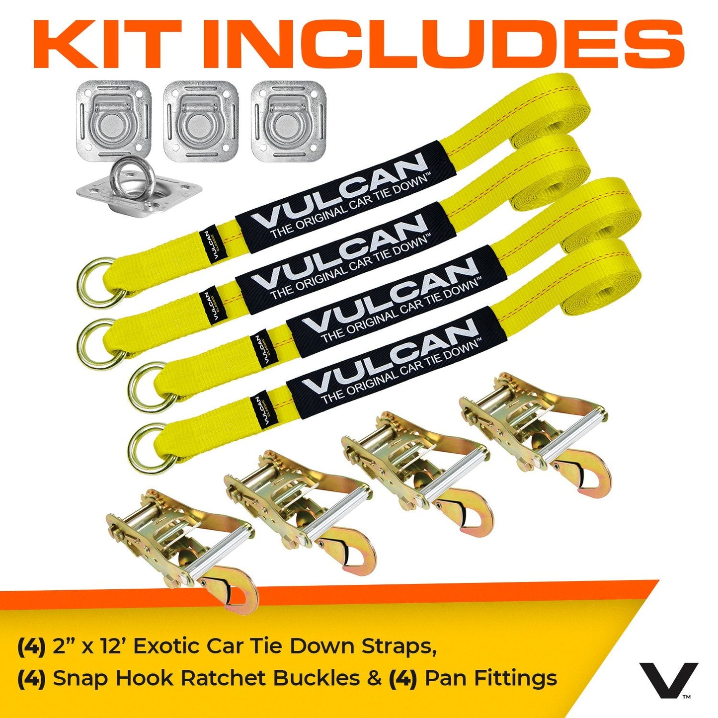 VULCAN Exotic Car Rim Tie Down Set