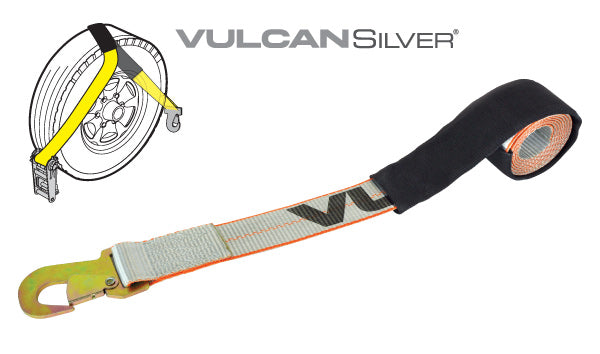 VULCAN Wheel Dolly Tire Harness - Flat Snap Hook - 84 Inch - Silver Series - 1,665 Pound Safe Working Load