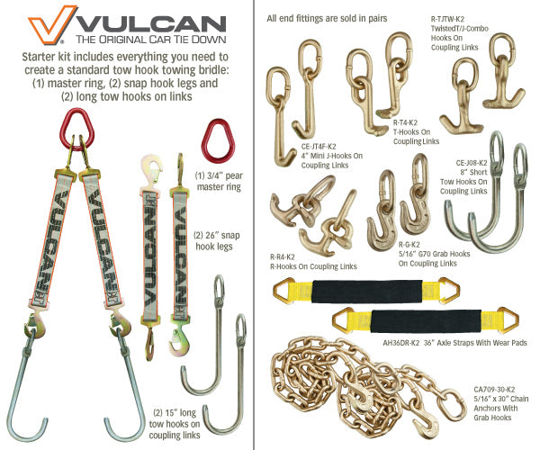 VULCAN 5/16 Inch x 30 Inch Chain Anchor with Grab Hook - Pair