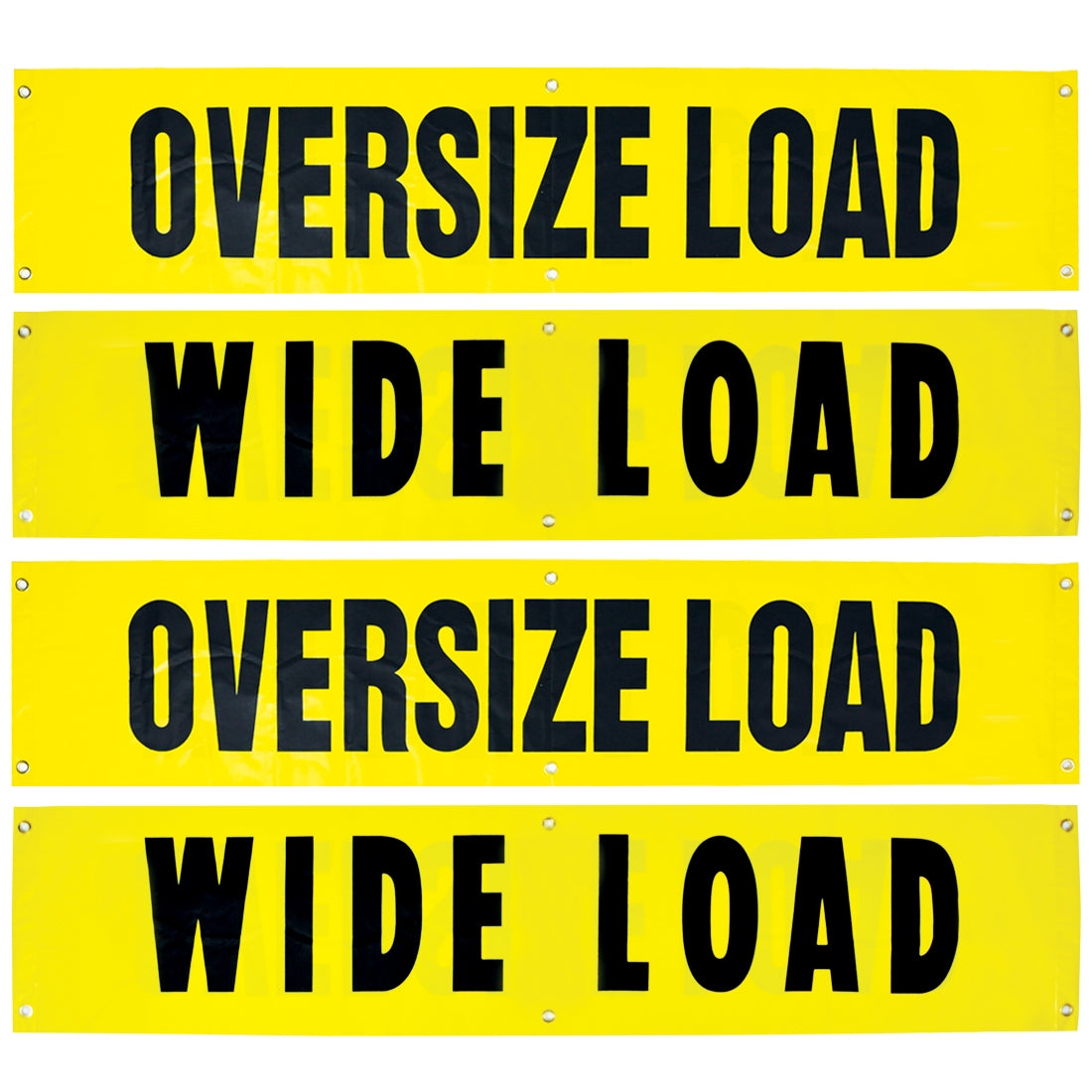 VULCAN Wide Load/Oversize Load Banner with Heavy Duty Brass Banner Grommets - Reversible - 18 Inch x 84 Inch - 4 Pack