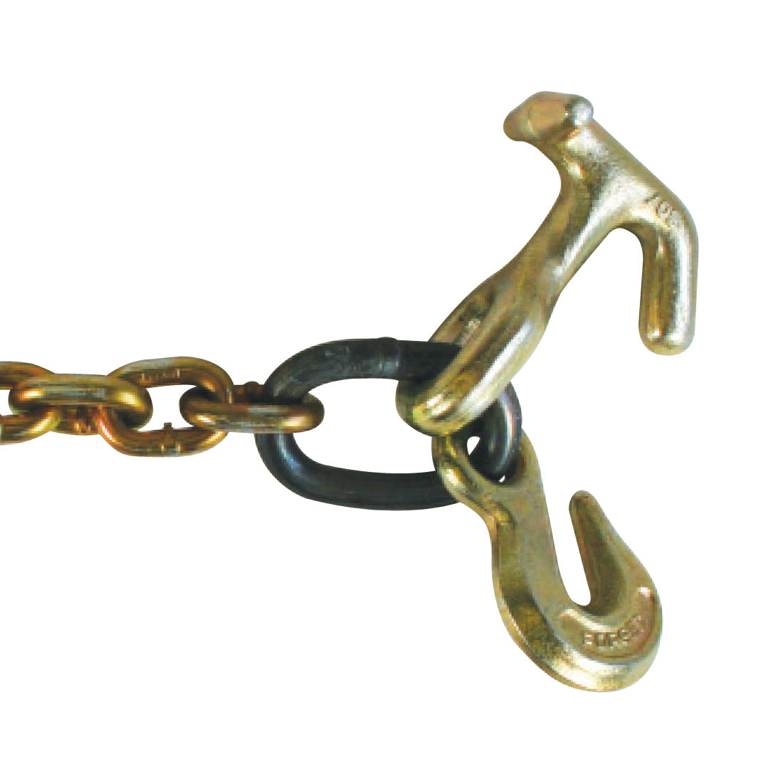 VULCAN Auto Hauling Chain - Grab Hook and Twisted T/J Combo Hook - Grade 70 - 5/16 Inch x 60 Inch - 4,700 Pound Safe Working Load