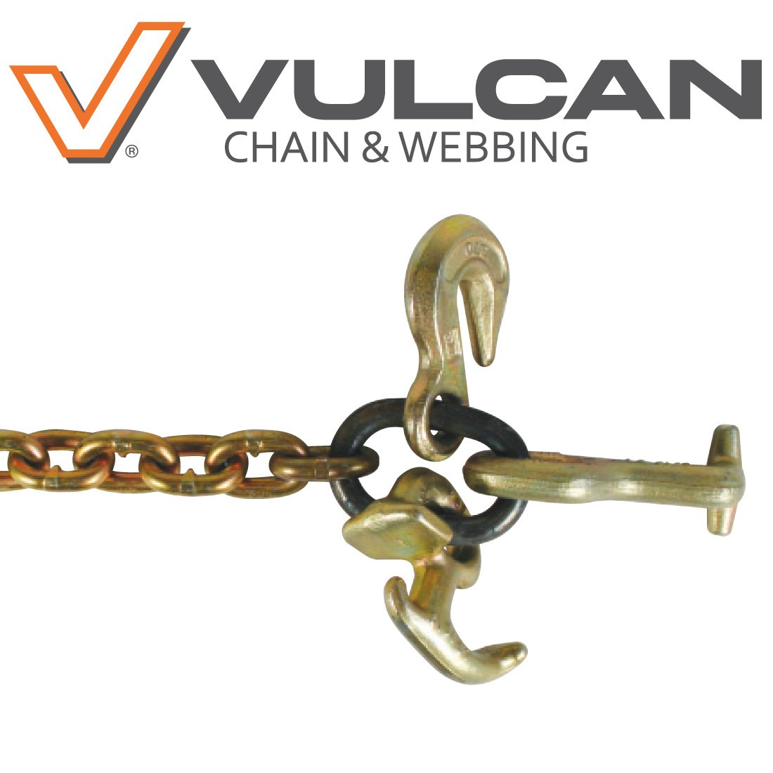 VULCAN Auto Hauling Chains with Grab Hook, T-Hook, and R-Hook - Grade 70