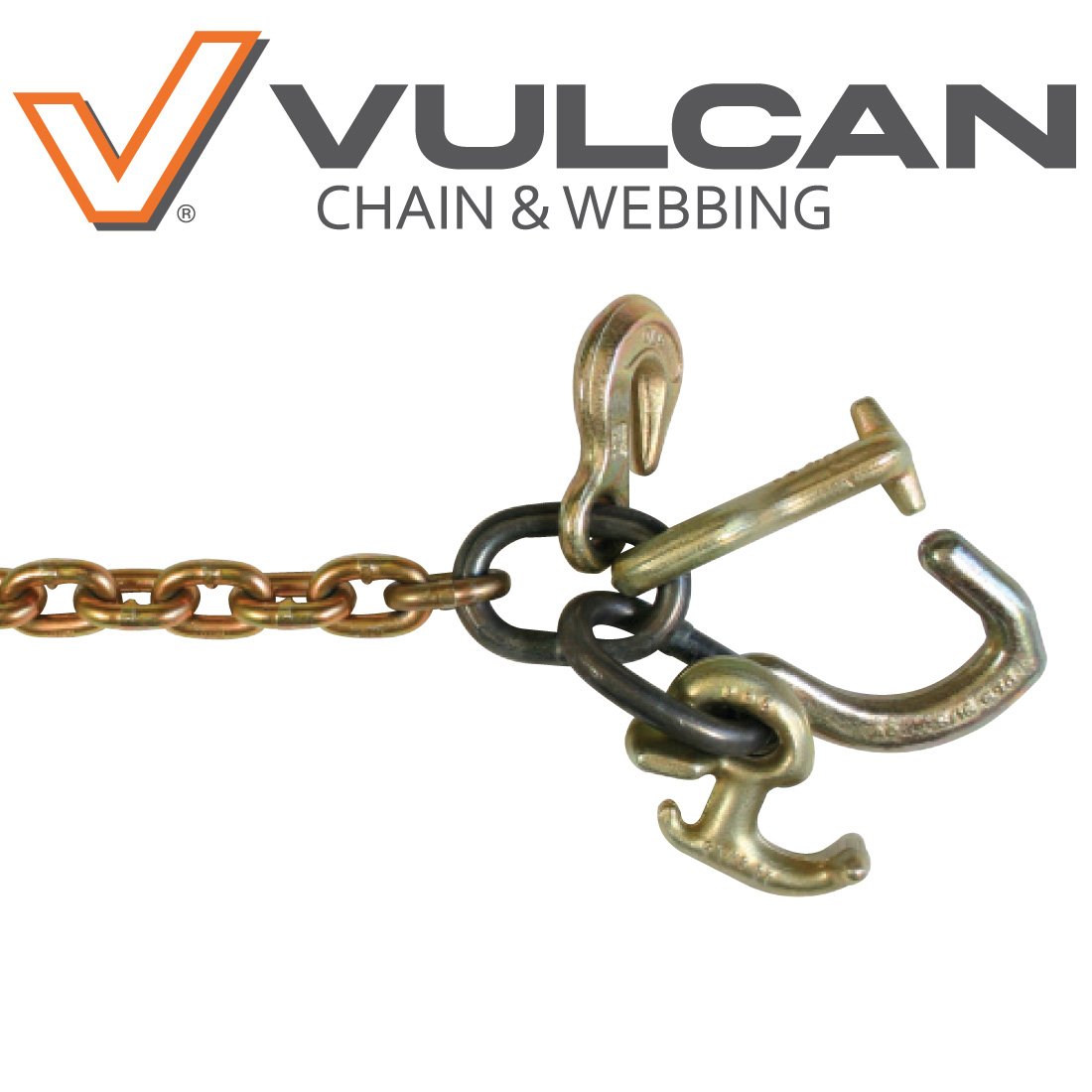 VULCAN Auto Hauling Chains with Grab Hook, T-Hook, R-Hook and Mini Datsun Hook - Grade 70