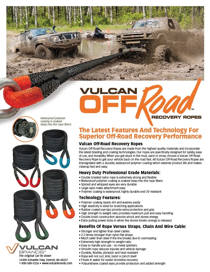 Vulcan Rope VULCAN Off-Road Recovery Rope - 1-1/2 Inch x 30 Foot - Green Eyes ...