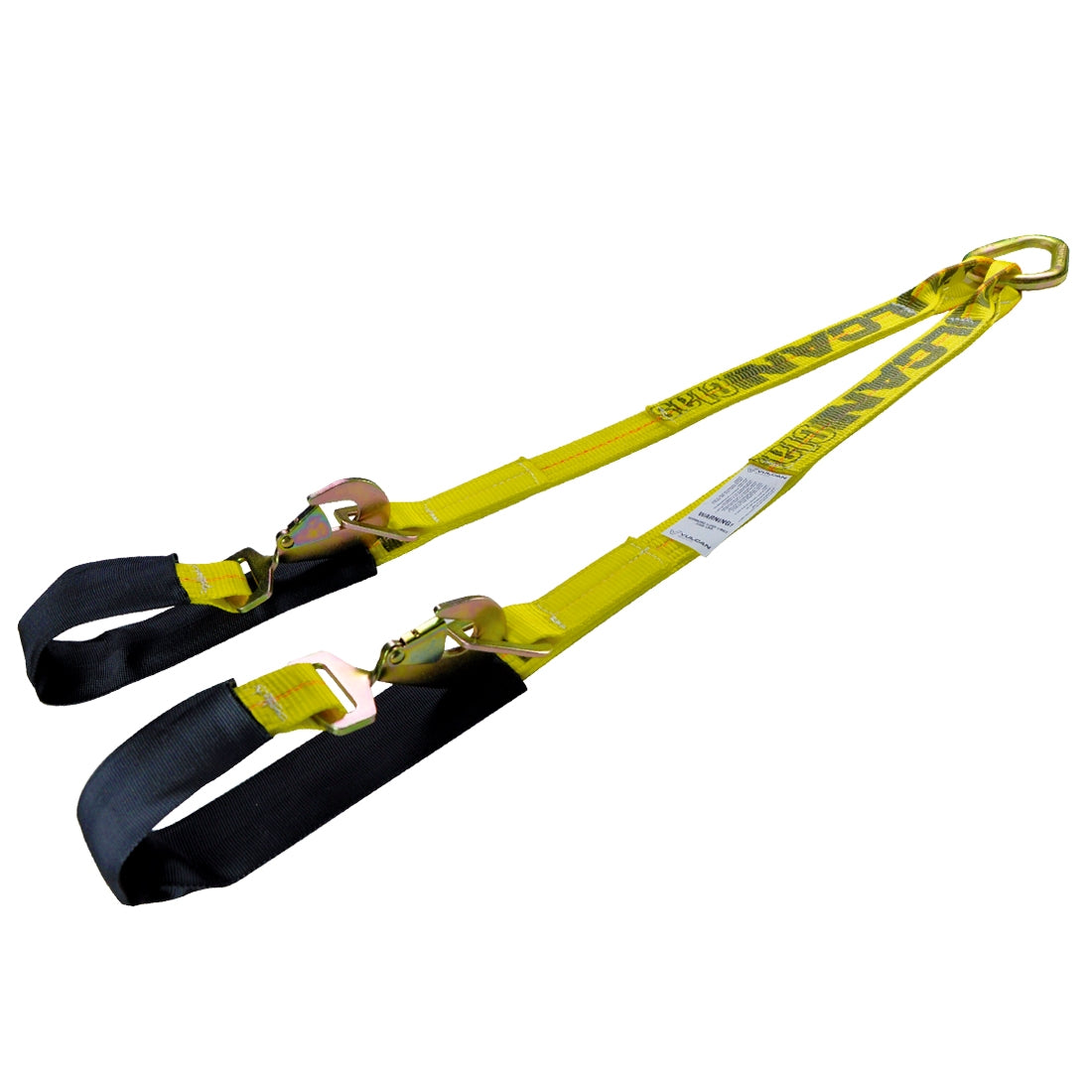 VULCAN Web Bridle with Latching Axle Strap Ends - 48 Inch - Classic Yellow - 3,300 Pound Safe Working Load