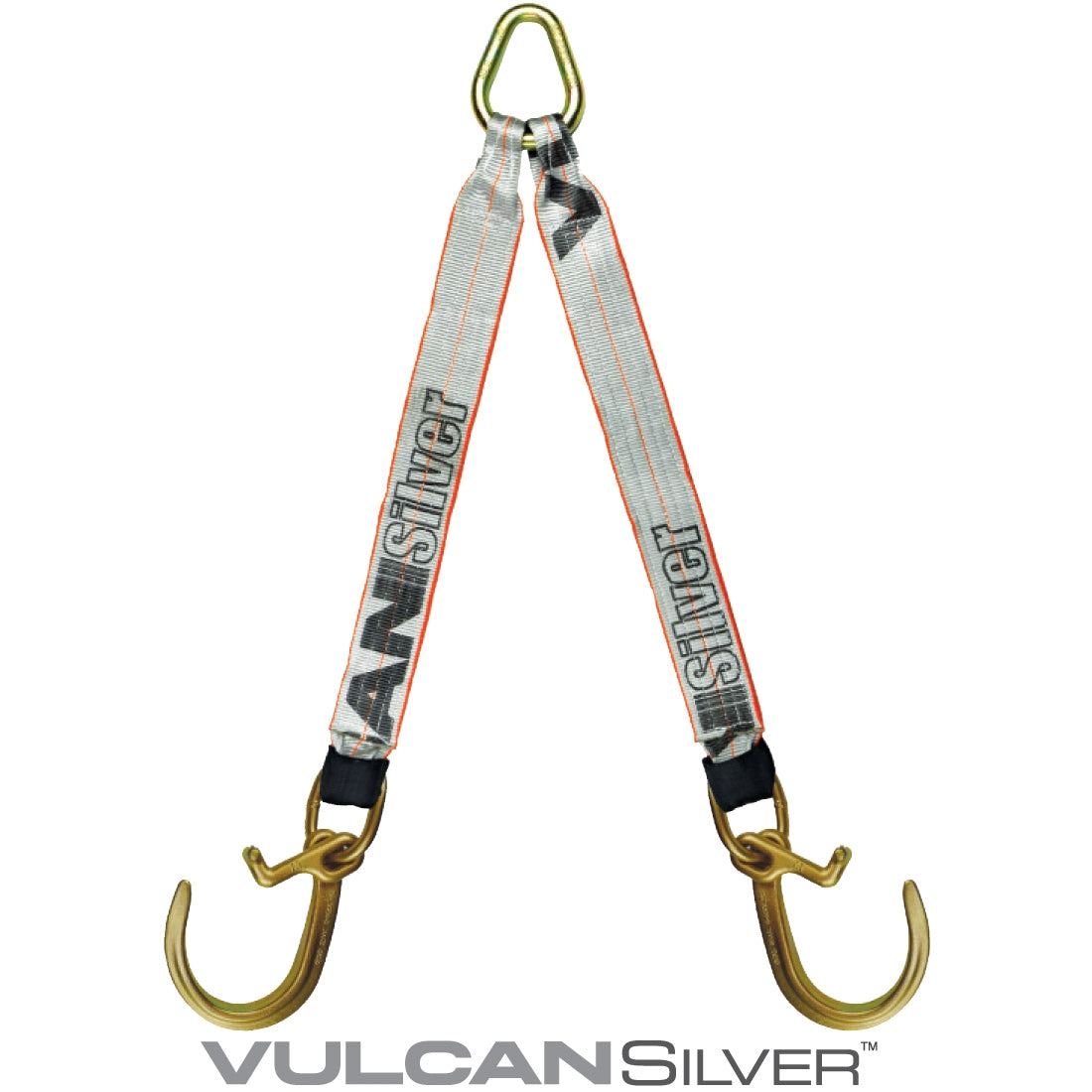 VULCAN Web Bridle with Forged 8 Inch J Hooks and Alloy T Hooks - 47 Inch - Silver Series - 4,700 Pound Safe Working Load