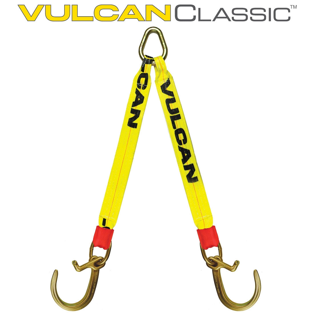 VULCAN Web Bridle with Forged 8 Inch J Hooks and Alloy T Hooks - 47 Inch - Classic Yellow - 4,700 Pound Safe Working Load