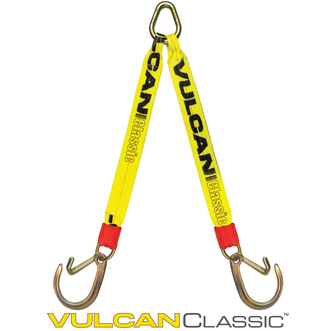 VULCAN Web Bridle with Forged 8 Inch J Hooks and Forged 4 Inch J Hooks - 47 Inch - Classic Yellow - 4,700 Pound Safe Working Load