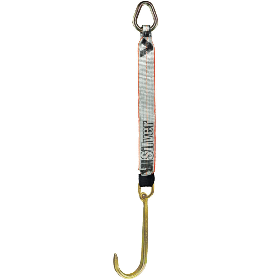 VULCAN Single Leg Web Strap with 15 Inch Forged J Hook - 47 Inch - Silver Series - 4,700 Pound Safe Working Load