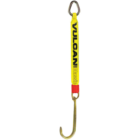 VULCAN Single Leg Web Strap with 15 Inch Forged J Hook - 47 Inch - Classic Yellow - 4,700 Pound Safe Working Load