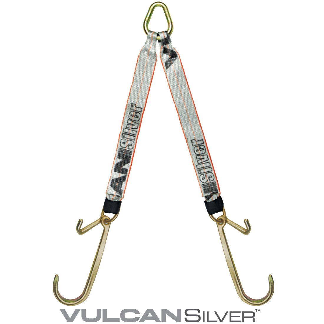 VULCAN Web Bridle Forged 15 Inch J Hooks and Forged 4 Inch J Hooks - Silver Series - 54 Inch - 4,700 Pound Safe Working Load