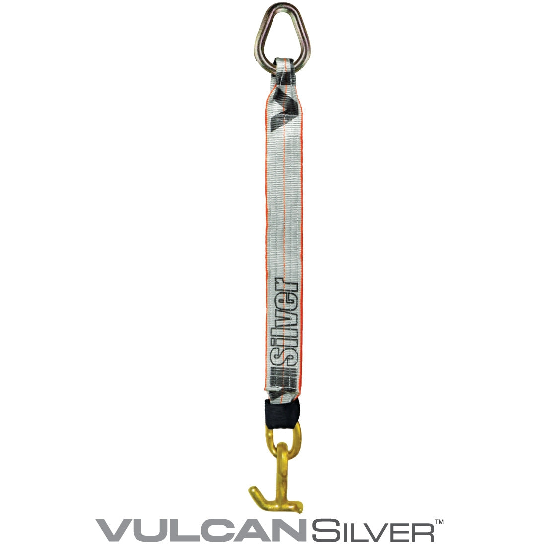 VULCAN Single Leg Web Strap with Forged T/J Combination Hook - 47 Inch - Silver Series - 4,700 Pound Safe Working Load