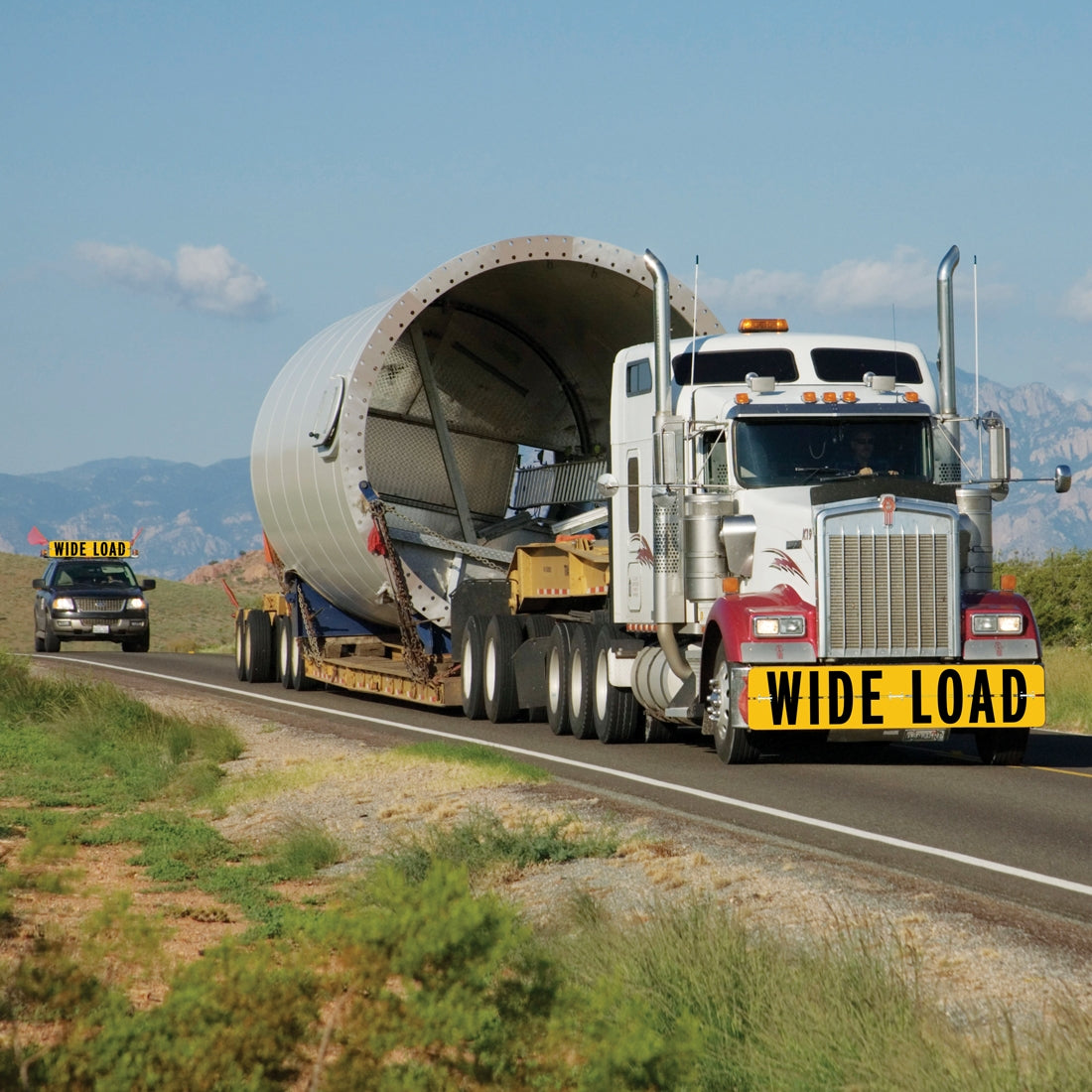 VULCAN Wide Load Sign For Escort Vehicles - Hinged Aluminum - 12 Inch x 60 Inch