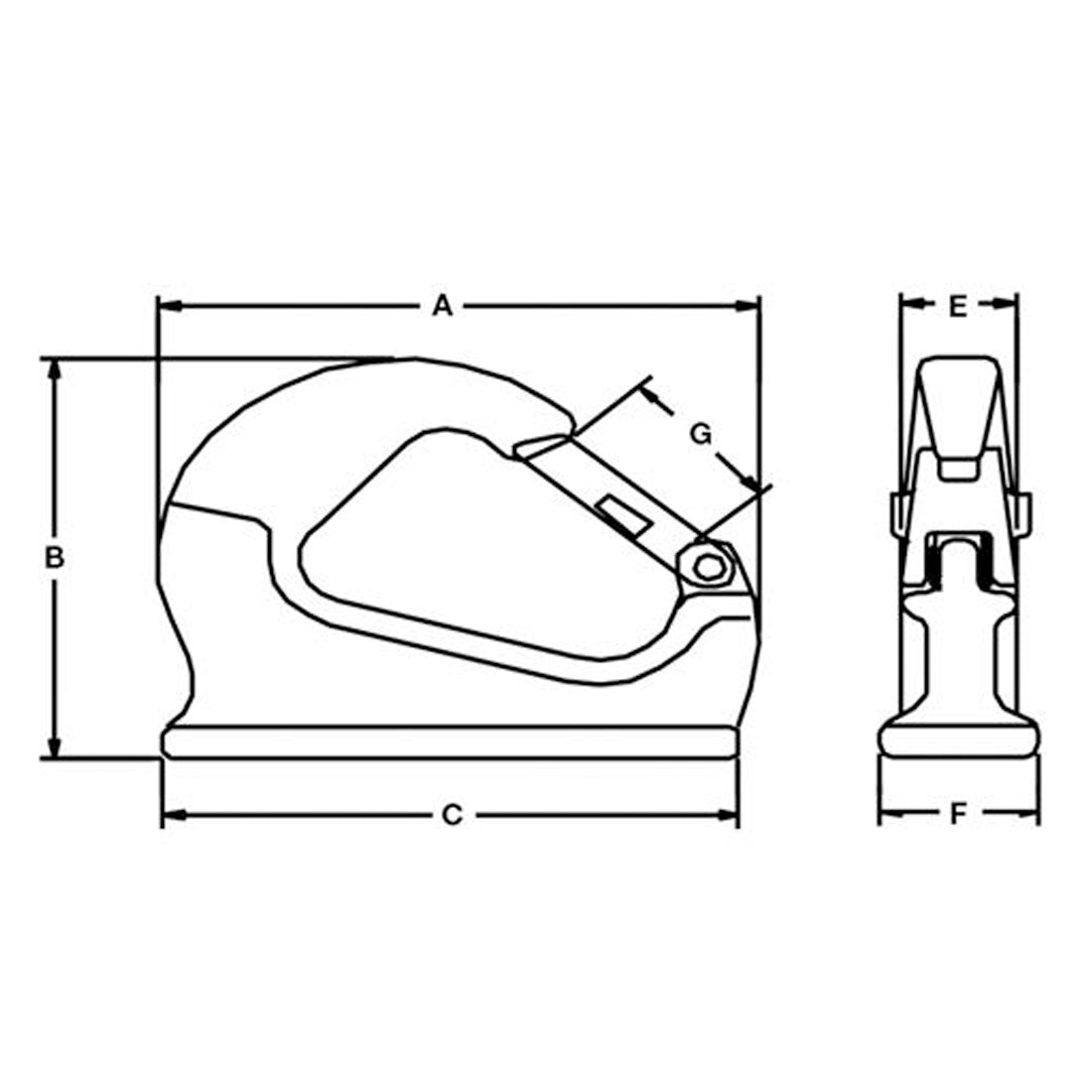 Weld-On Lifting Hook with Latch - 5-Ton