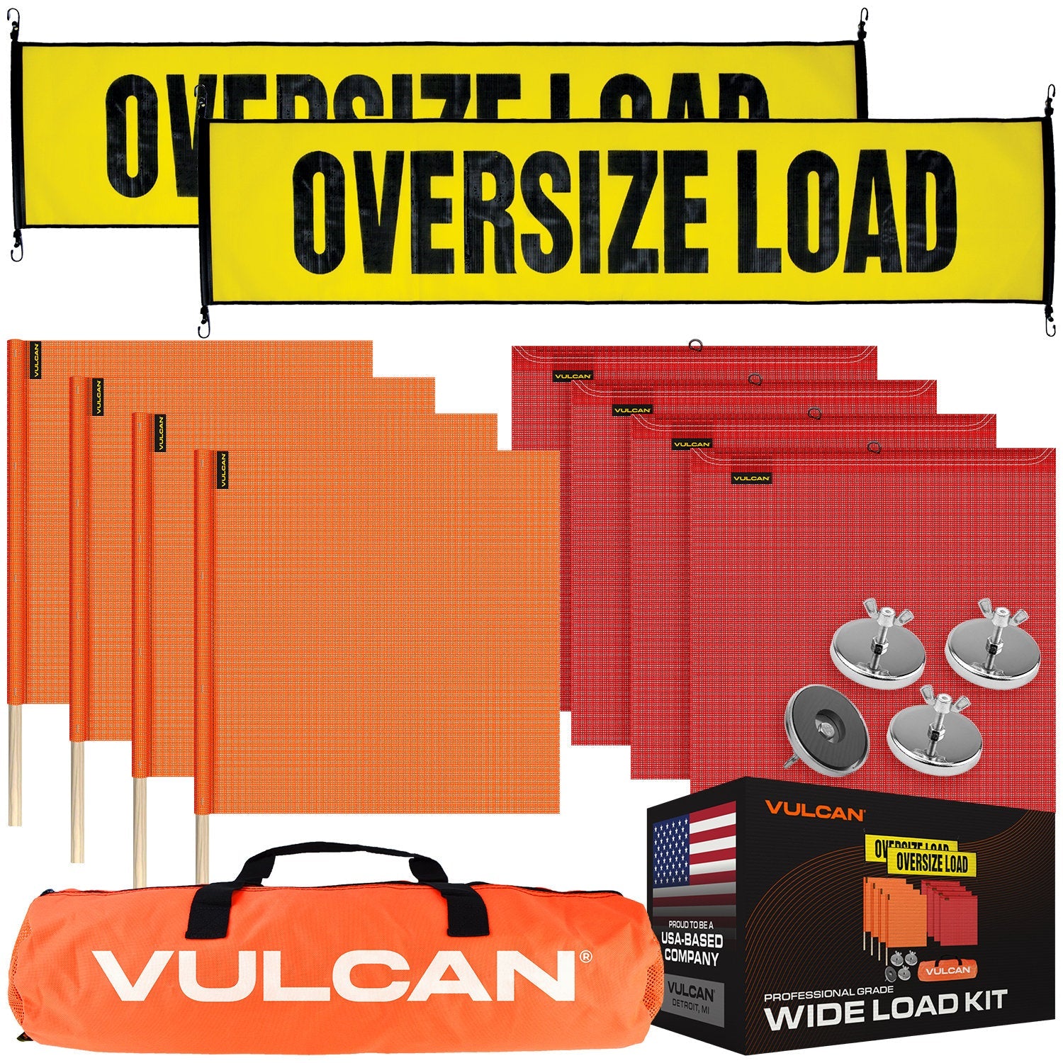 VULCAN Flags, Oversize Load Banners, and Magnets Kit - Includes 2 Stre ...
