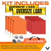 VULCAN Flags, Banners, and Magnets Kit - Includes 2 Reflective Stretch Cord Oversize Load Banners, 4 Red Flags, 4 Orange Flags, and 4 Magnets