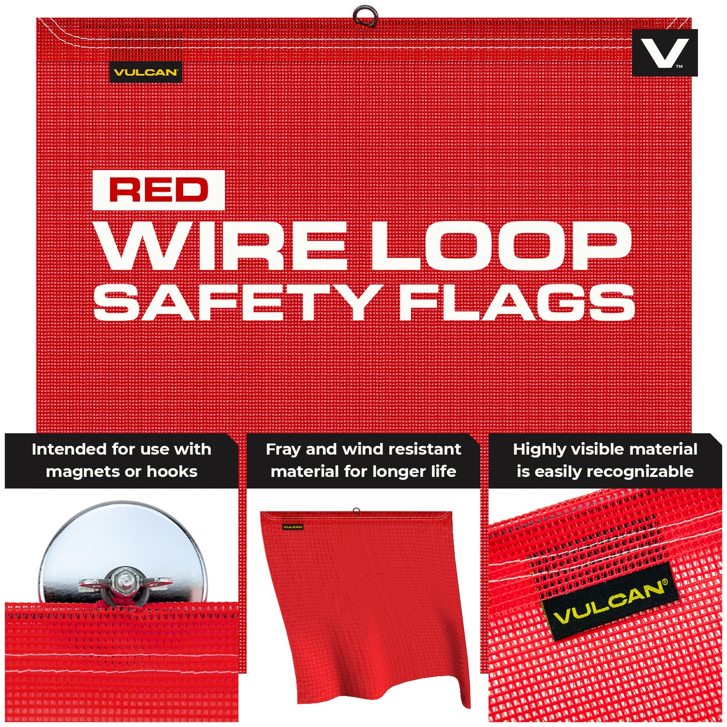 VULCAN Flags, Banners, and Magnets Kit - Includes 2 Reflective Stretch Cord Oversize Load Banners, 4 Red Flags, 4 Orange Flags, and 4 Magnets