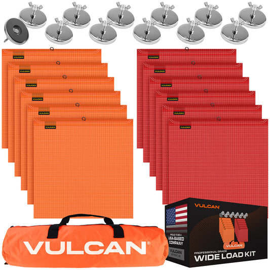 VULCAN Complete Heavy Duty Flags and Magnets Kit - Includes 12 Magnets, 6 Orange Flags, 6 Red Flags, and A High-Viz Vented Storage Bag