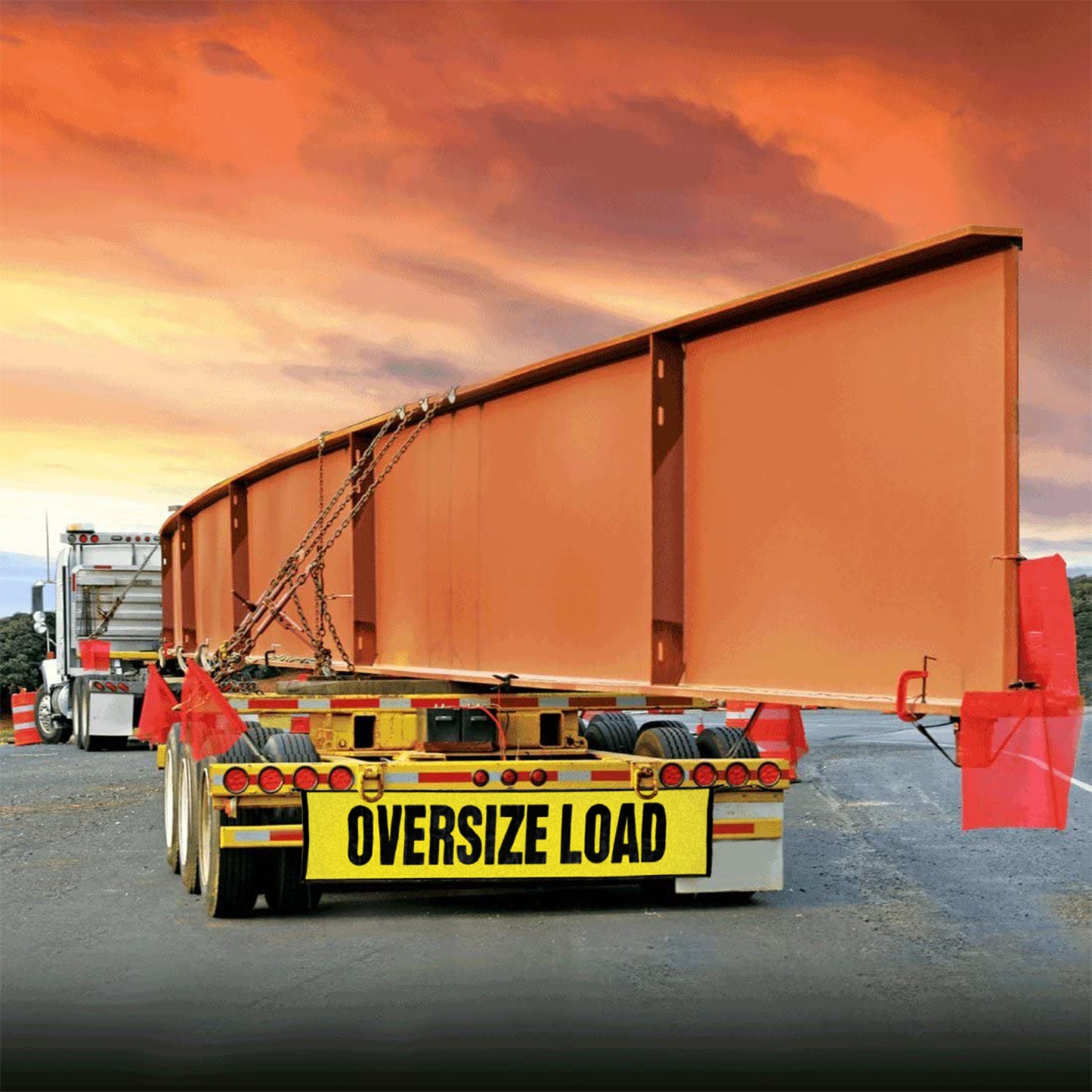 VULCAN Flags, Oversize Load Signs, and Magnets Kit - Includes 1 Aluminum Oversize Load Sign, 2 Nylon Oversize Load Signs, 4 Red Flags, and 4 Magnets