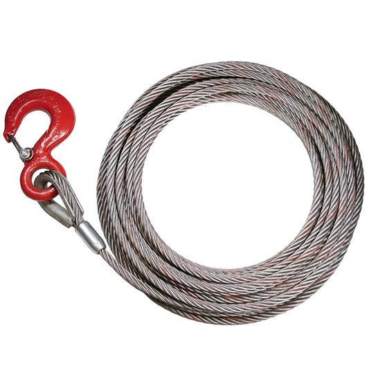 VULCAN Steel-Core Fixed Hook Winch Cable - 1/2 Inch x 75 Foot - PROSeries