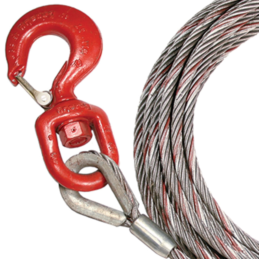 VULCAN Steel-Core Swivel Hook Winch Cable - 7/16 Inch x 75 Foot - PROSeries